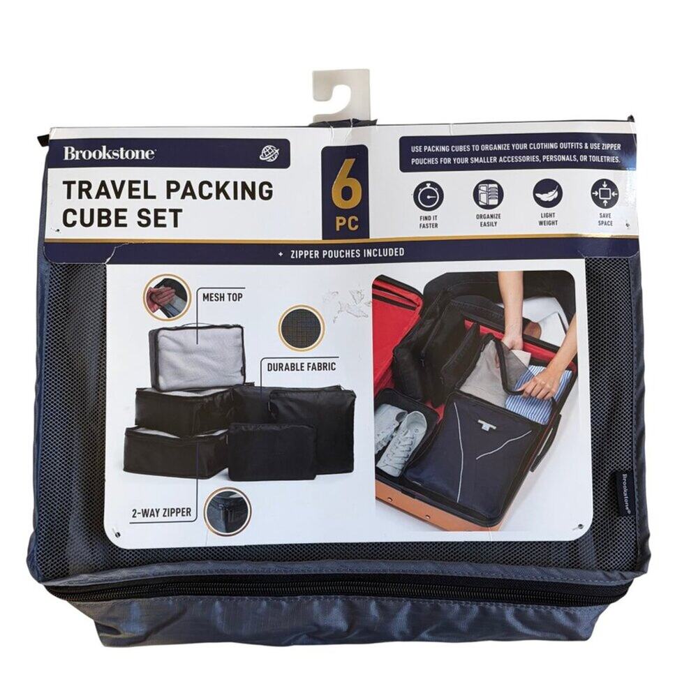 NWT - Brookstone 6 Piece Travel Packing Cube Set (Charcoal Gray)
